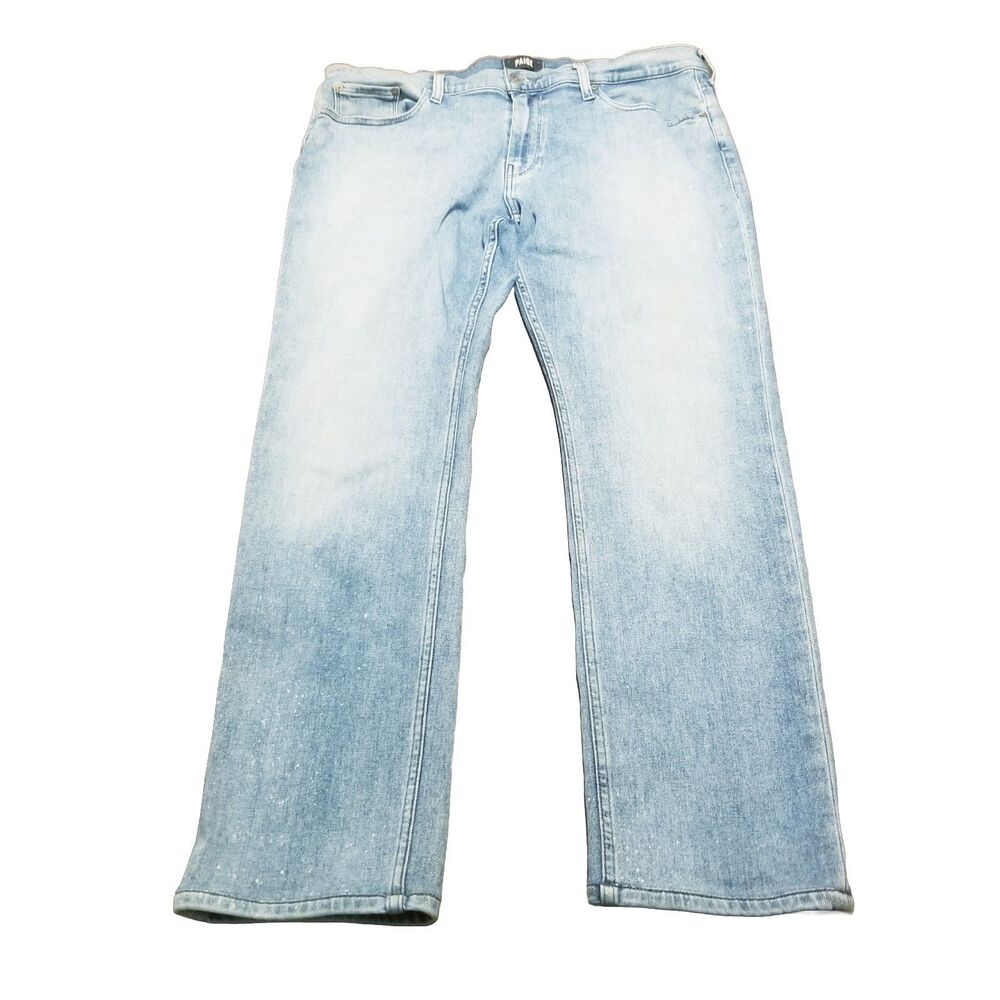 Paige Federal Jeans Men Size 36 Light Wash Straight Stretch Fade Denim (37x29.5)